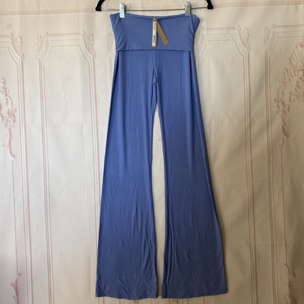 Skims Soft Lounge Foldover Pant In Cielo (Blue) NWT RARE